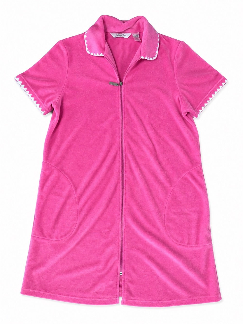 Jasmine Rose Intimates Hot Pink Zip Front House Dress Robe Loungewear Medium